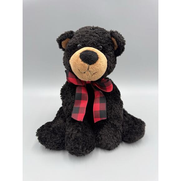Mary Meyer Sweet Rascals Black Bear Floppy Plush In Scarf 8” Stuffed Animal - Picture 1 of 10